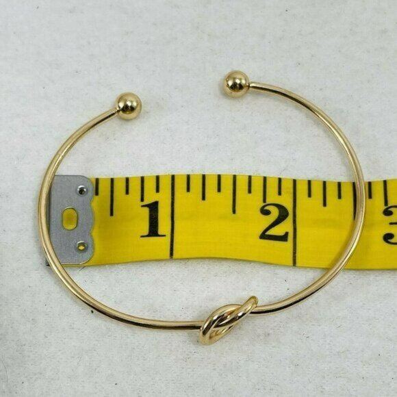 Women Girl Knot Bracelet Cuff 7” Bangle Gold Tone Modern Jewelry Open Design New - Picture 8 of 8